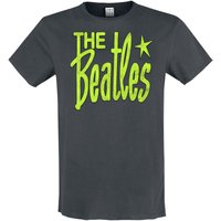 The Beatles &ndash; The Beatles Amplified Collection - Retro Logo Neon Green T-shirt charcoal